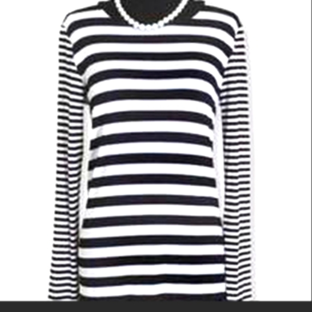 MICHEAL KORS MIDI SPRING JERSEY DRESS BLACK AND WHITE STRIPED